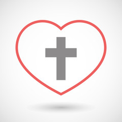 Line heart icon with a christian cross