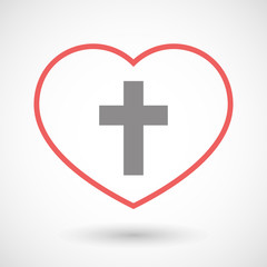 Line heart icon with a christian cross
