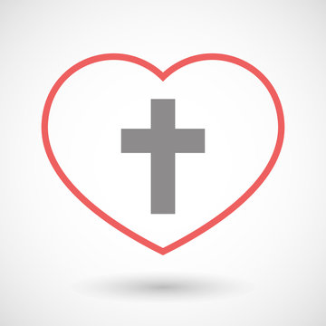 Line heart icon with a christian cross