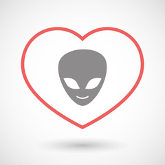 Line heart icon with an alien face
