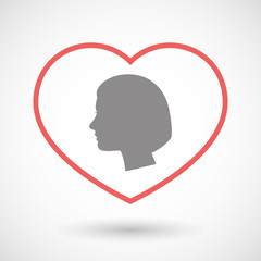 Line heart icon with a female head