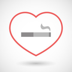 Line heart icon with a cigarette