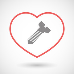 Line heart icon with a screw