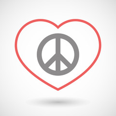 Line heart icon with a peace sign