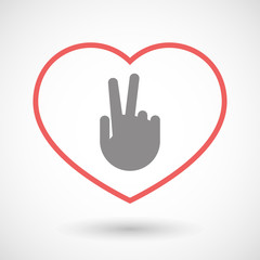 Line heart icon with a victory hand