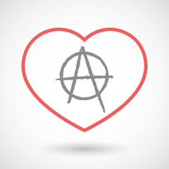 Line heart icon with an anarchy sign