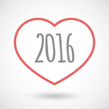 Line heart icon with a 2016 sign
