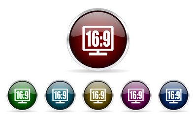 16 9 vector icon set