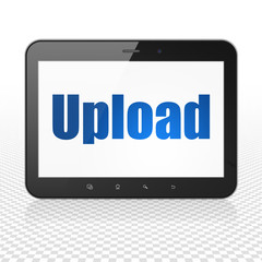 Web development concept: Tablet Computer with Upload on display