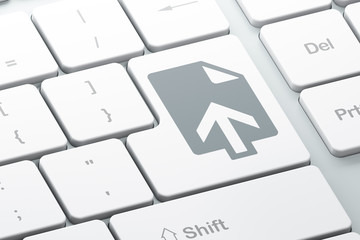 Web development concept: Upload on computer keyboard background
