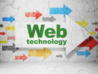 Web development concept: arrow with Web Technology on grunge