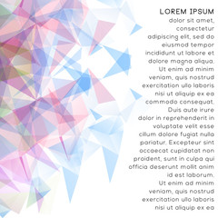 Colorful triangular background with abstract geometric shapes and copyspace area.