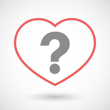 Line heart icon with a question sign