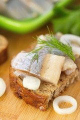 Sandwich with herring and onion