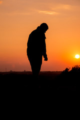 People Silhouette / Sad Man sad man in the sunset