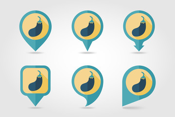 Eggplant flat icon with long shadow