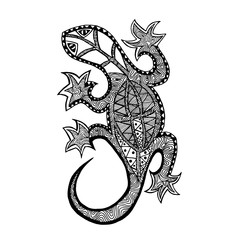 Zentangle stylized lizard. Coloring page.