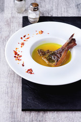 Well done grilled lamb chop