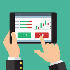 Mobile foreign exchange trading. Vector Flat design