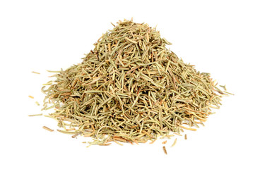 Pile of Dried Rosemary Isolated on White Background