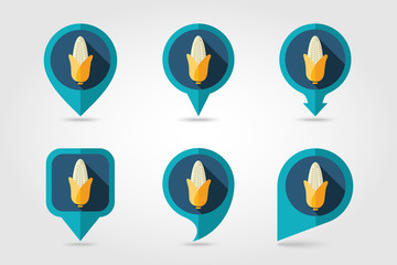 Corn flat icon with long shadow