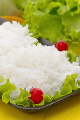Cooked rice with vegetables