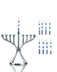 Hanukkah: Menorah with Separate Candles to Side