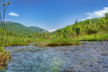 Mountain summer flow with nice aerial view 