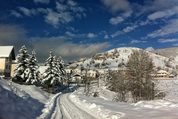 Beautiful Snow Landscape in Macedonian village