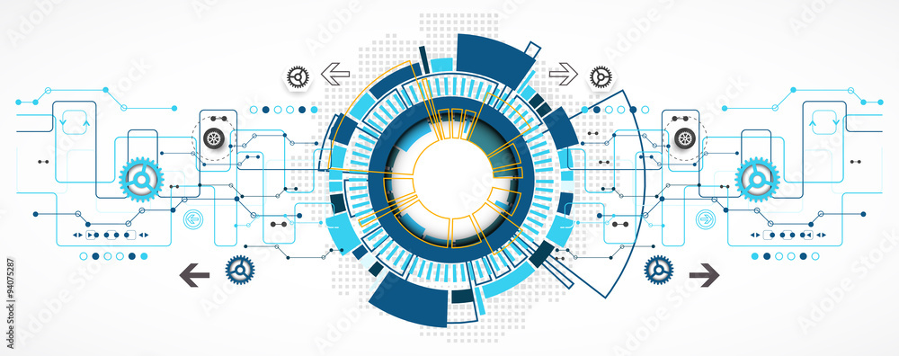 Aufkleber abstract technological background with various technological ele