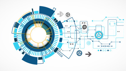 Abstract technological background with various technological ele