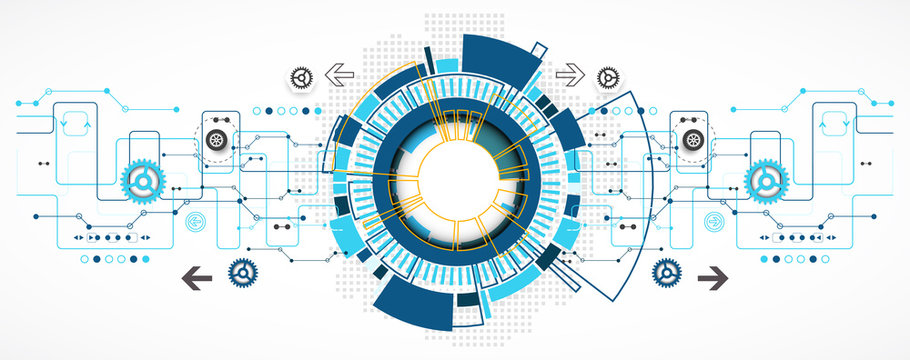 Abstract technological background with various technological ele