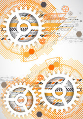 Obraz premium Abstract technology gears background. Futuristic style with ora