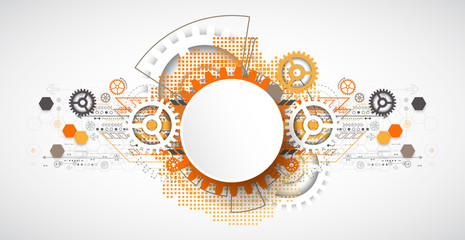 Obraz premium Abstract technology gears background. Futuristic style with ora