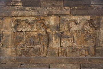 Bas relief à Borobudur