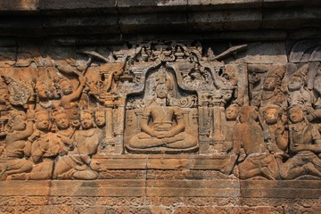 un bas relief de Borobudur