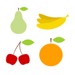 Colorful fruits vector icons on white background
