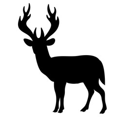 Vector silhouette of the deer isolated on white background
