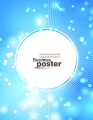 Stylish festive blue poster with a button in the middle. Design layout template