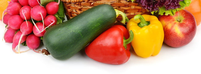 fruits and vegetables isolated on white background