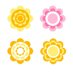 Colorful abstract blooming Daisy flower vector icons on white background. Can be used as logo element
