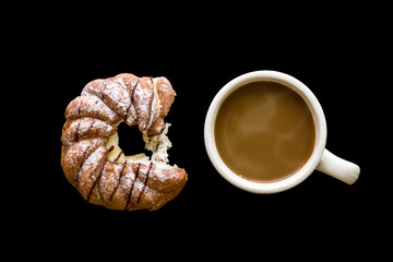 Dessert with Coffee Background / Dessert with Coffee / Dessert with Coffee on Black Background