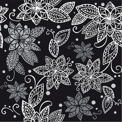 Fototapeta premium seamless flora pattern on black background