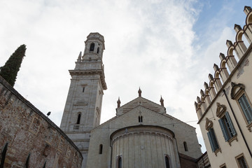 Fototapeta na wymiar back of the 12th century Cathedral of Verona, Italy