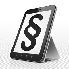 Law concept: Tablet Computer with Paragraph on display