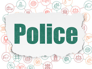 Law concept: Police on Torn Paper background