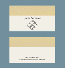 Business card layout template. Linear geometric logo and pattern