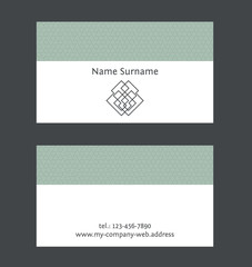 Business card layout template. Linear geometric logo and pattern