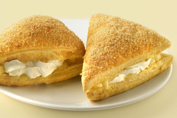 Plated fresh cream apple turnover dessert