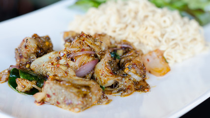 Fried Thai Mama Instant Noodles With Pork